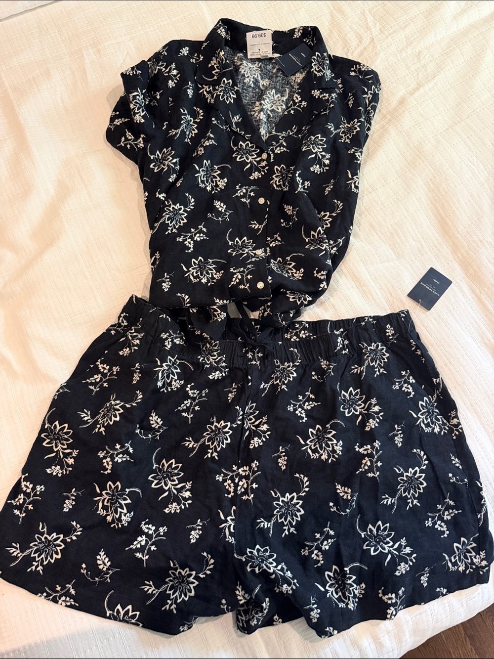 Lucky Brand linen floral top and shorts set in size XL